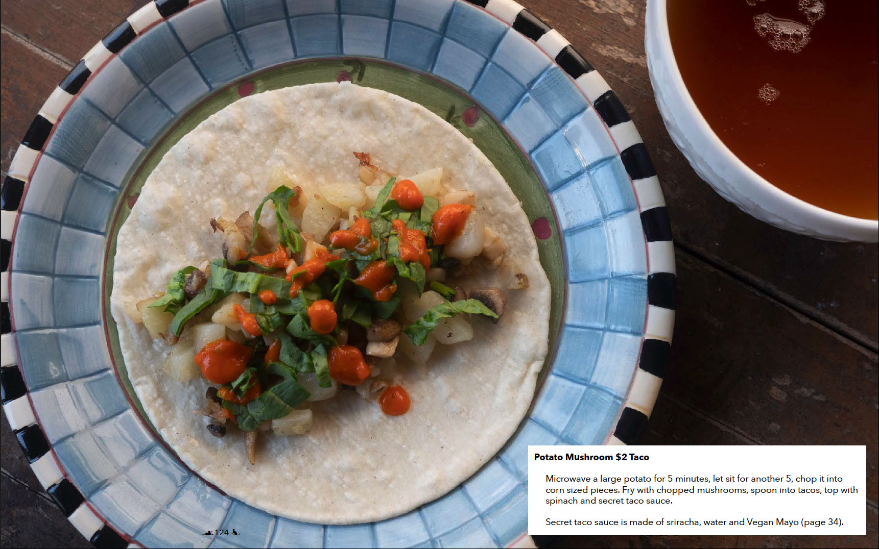 Photograph of a
        small mushroom taco